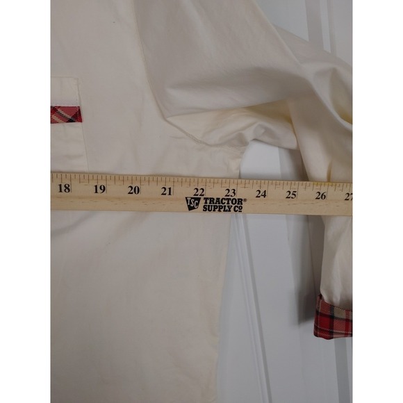 Vtg Sag Harbor Women's XL Plaid Collared Cuff Cream Embroidered Golf Preppy - Picture 5 of 6